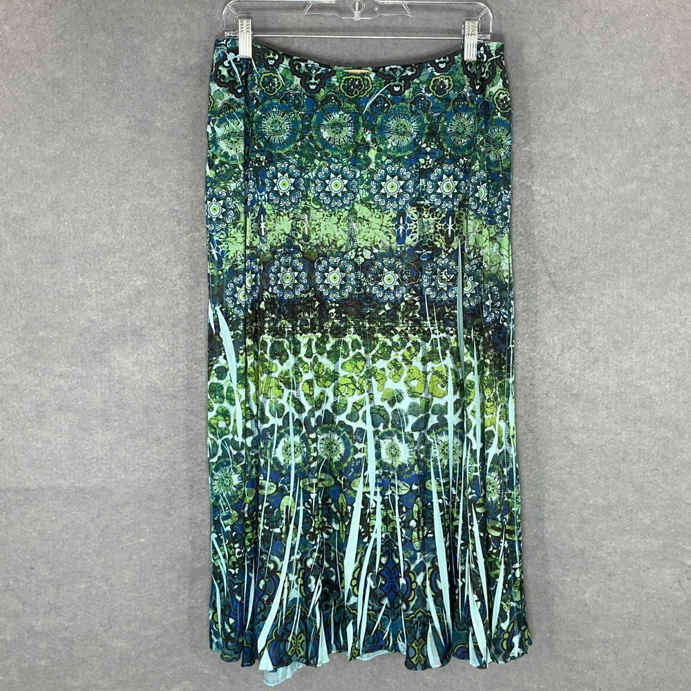 One World Maxi Skirt Women's Size Large Flowy Fairy Forest Festival Pull‎ On